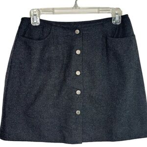 Gap Wool Mini Skirt Sz 8 Charcoal Gray Snap Down Front Pockets Classic Clueless